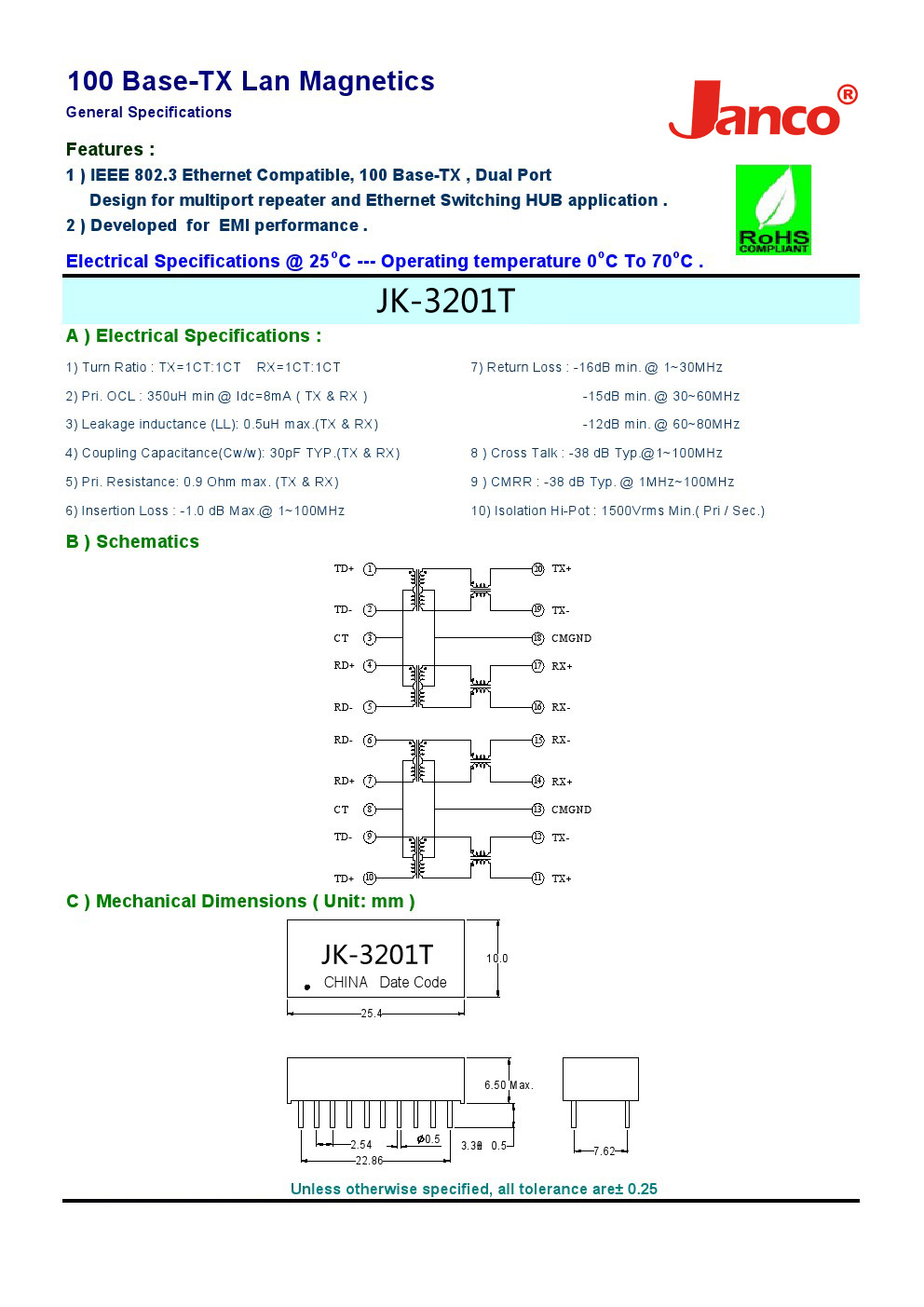 10-100 Base_T Single or Dual