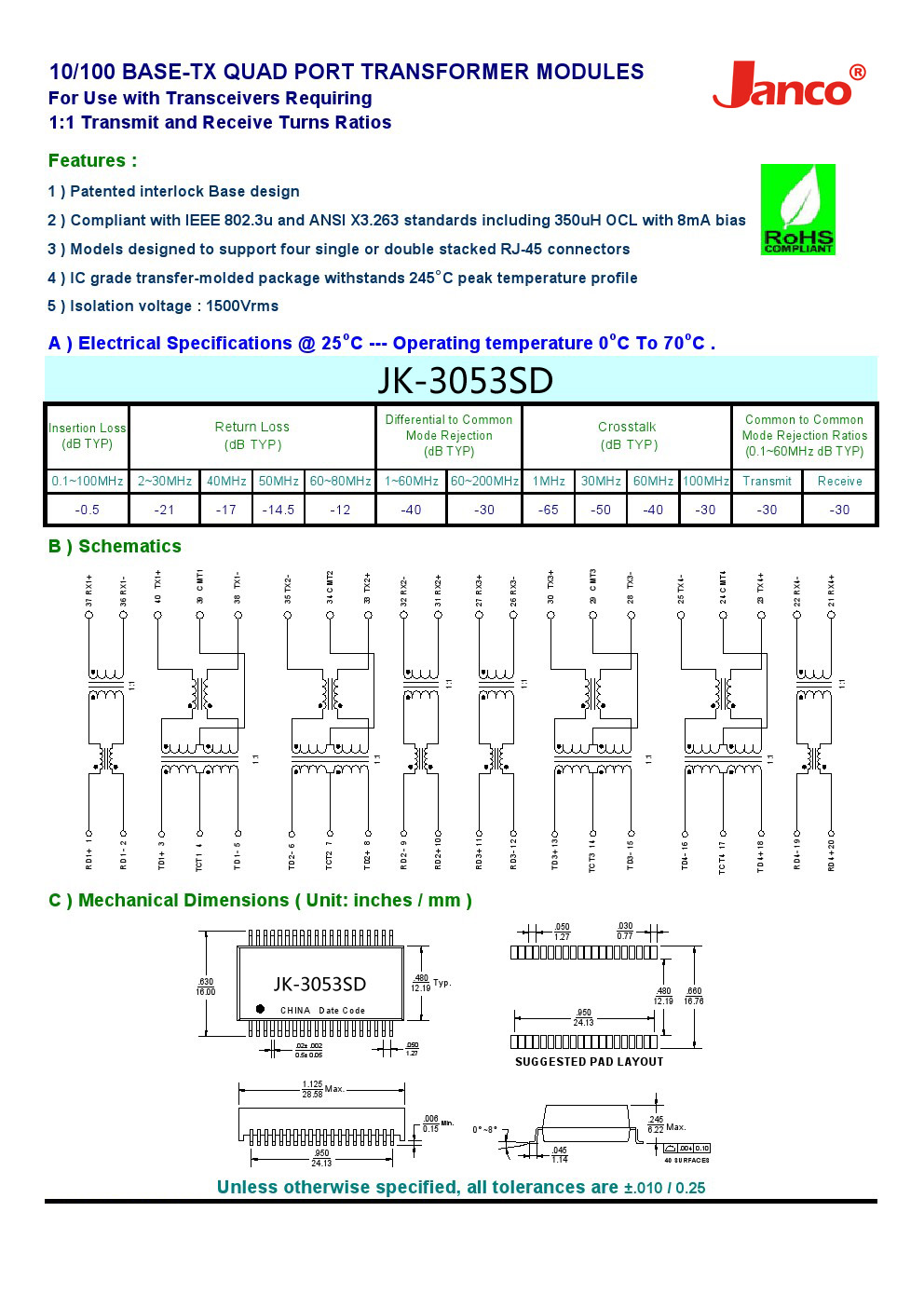 10-100 Base T Quad Port