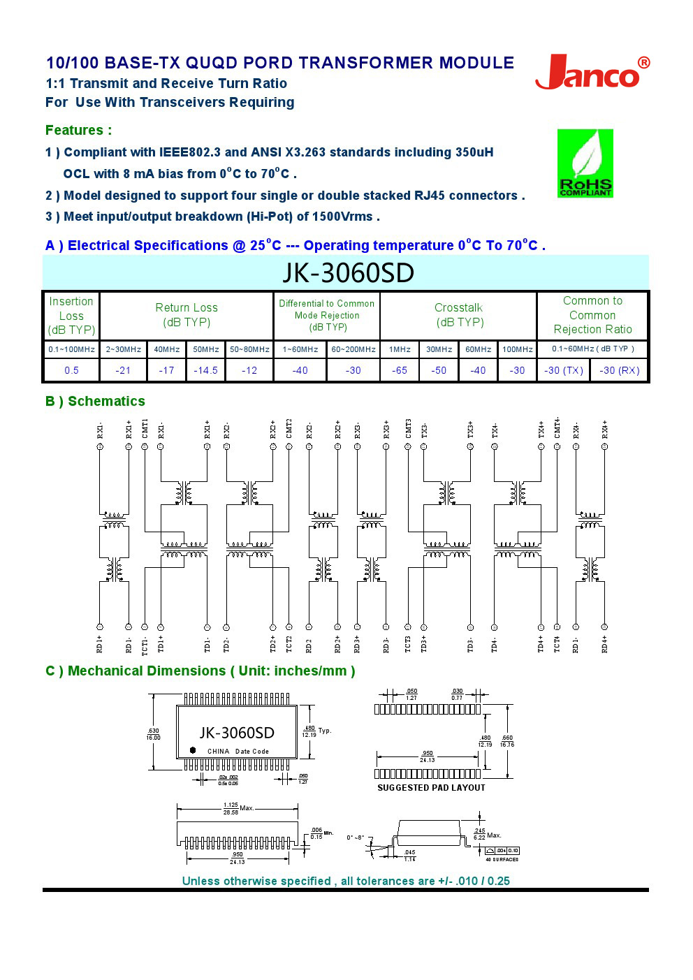 10-100 Base T Quad Port